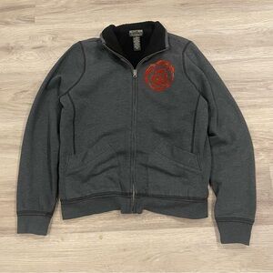 Polo Jeans Company Charcoal Zip-Up Sweater with Red Logo sz L